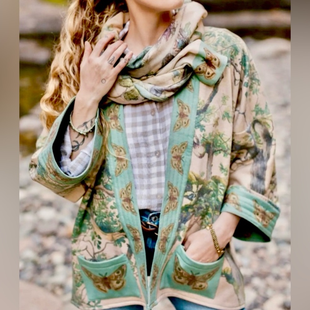 ⭐️Market of Stars⭐️ Earth & Sky Cropped Cottage Fleece Kimono Jacket